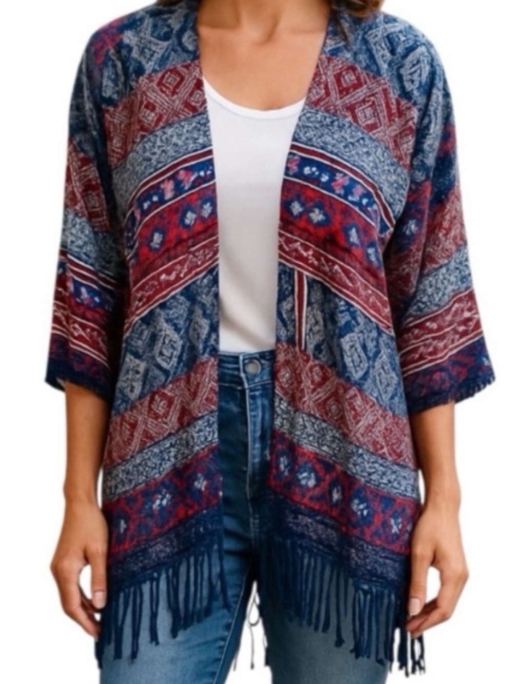 Hollister Boho Festival Kimono Cardigan with Fringe - Small